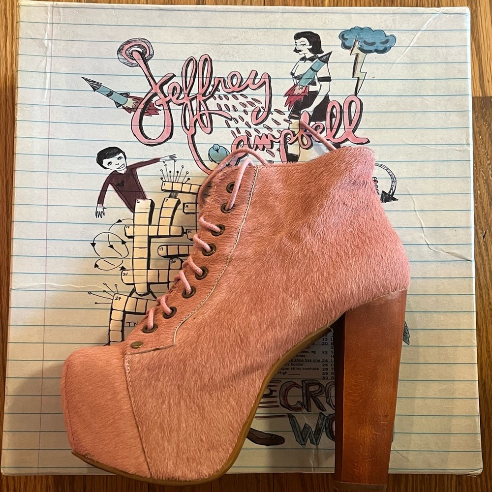 Jeffrey Campbell Blush Pink Calf fur Platform Boots